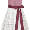 Bergweiss Trachten Damen Dirndl Salloa - Bordeauxrot / Weiss 65cm