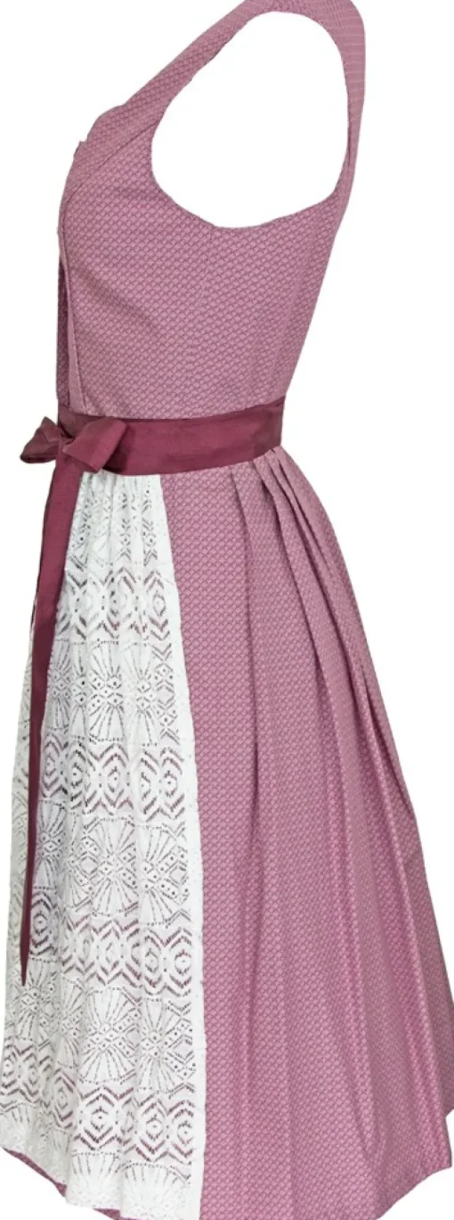 Bergweiss Trachten Damen Dirndl Salloa - Bordeauxrot / Weiss 65cm