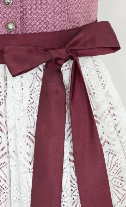 Bergweiss Trachten Damen Dirndl Salloa - Bordeauxrot / Weiss 65cm