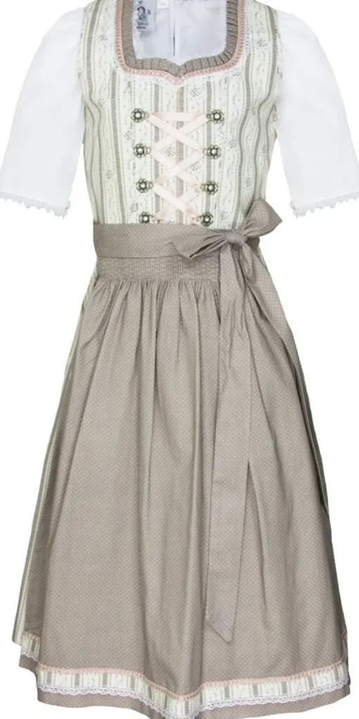 Bergweiss Trachten Kinder Dirndl Dorisa - Creme / Taupe / Rosa