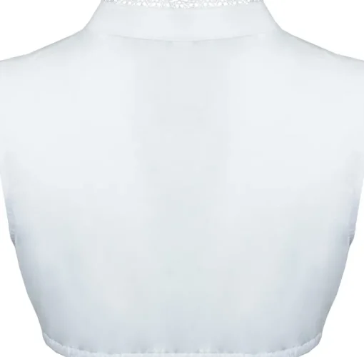 Bergweiss Trachten Ärmellose Damen Dirndlbluse "Kadira" mit Stehkragen | Weiß