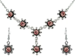 Blumen Collier mit Ohrhängern - Rosa