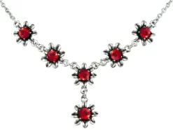 Blumen Collier mit Ohrhängern - Rot