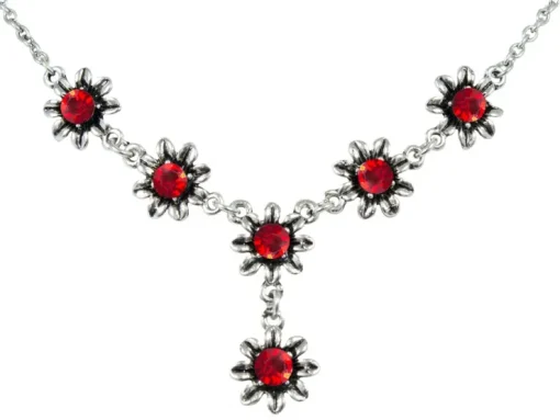Blumen Collier mit Ohrhängern - Rot