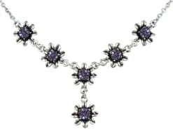 Blumen Collier mit Ohrhängern - Lila