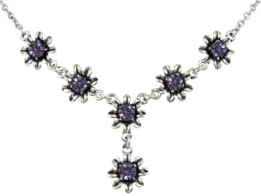 Blumen Collier mit Ohrhängern - Lila