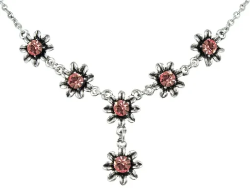Blumen Collier mit Ohrhängern - Rosa