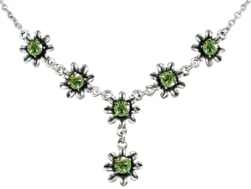 Blumen Collier mit Ohrhängern - Hellgrün