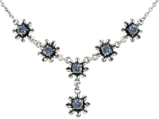 Blumen Collier mit Ohrhängern Hellblau