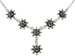 Blumen Collier mit Ohrhängern - Black Diamond