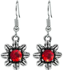 Blumen Collier mit Ohrhängern - Rot