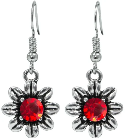 Blumen Collier mit Ohrhängern - Rot