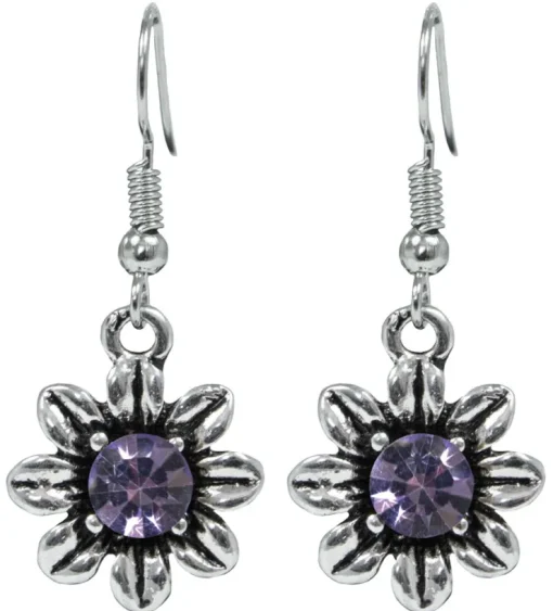 Blumen Collier mit Ohrhängern - Lila