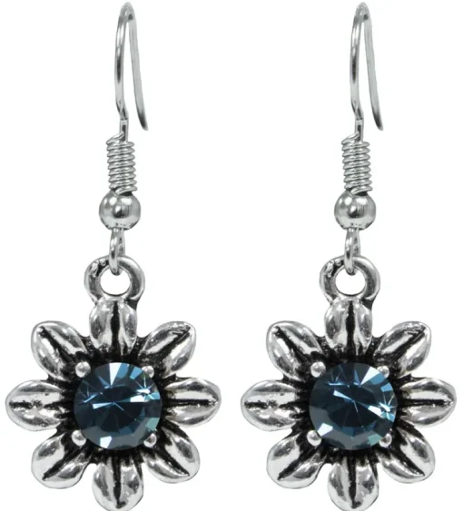 Blumen Collier mit Ohrhängern - Ozeanblau