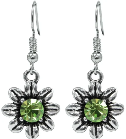 Blumen Collier mit Ohrhängern - Hellgrün