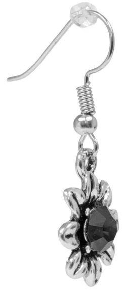 Blumen Collier mit Ohrhängern - Black Diamond