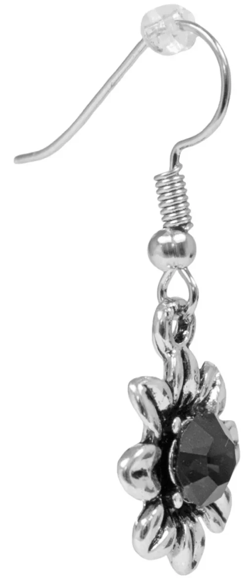 Blumen Collier mit Ohrhängern - Black Diamond