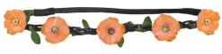 Blumen Haarband mit Blüten und glitzernden Schmucksteinen Apricot