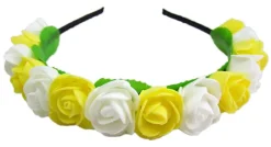 Blumen Haarreif mit Rosen Gelb Weiß