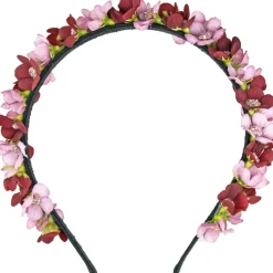 Blumen Haarreif "Elfe" - Schmaler Blütenkranz | Rosa Rot