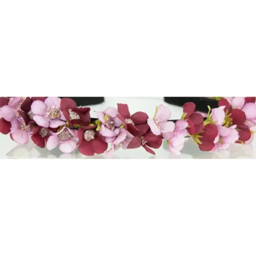 Blumen Haarreif "Elfe" - Schmaler Blütenkranz | Rosa Rot