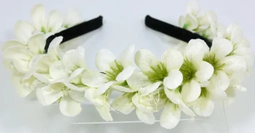 Blumen Haarreif "Ranya" mit Seidenblüten | Creme Weiß