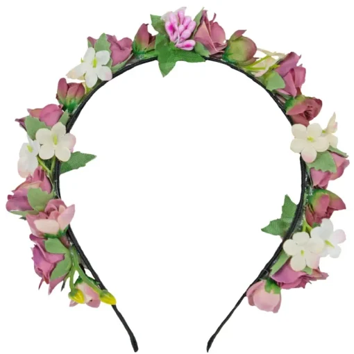 Blumen Haarreif "Sabia" mit Rosen und Blüten | Altrosa Creme