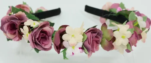 Blumen Haarreif "Sabia" mit Rosen und Blüten | Altrosa Creme