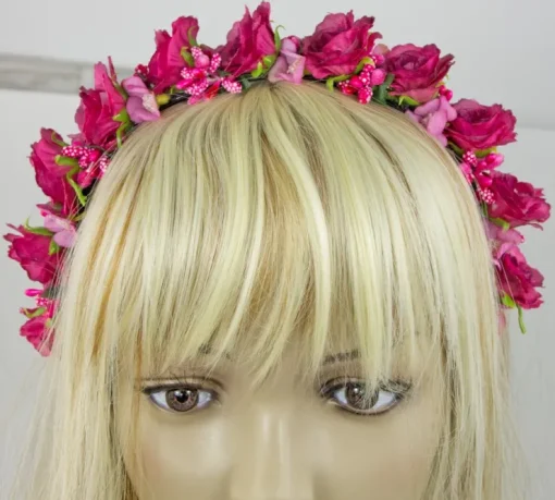Blumen Haarreif "Sabia" mit Rosen und Blüten | Pink