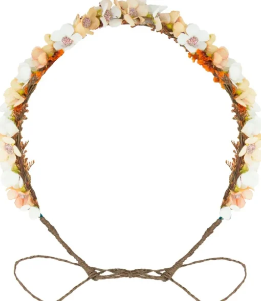 Blumenkranz Elfe zum Binden - Weiß / Apricot