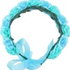 Blumenkranz zum binden mit Rosen - Hellblau Türkis