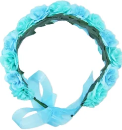 Blumenkranz zum binden mit Rosen - Hellblau Türkis