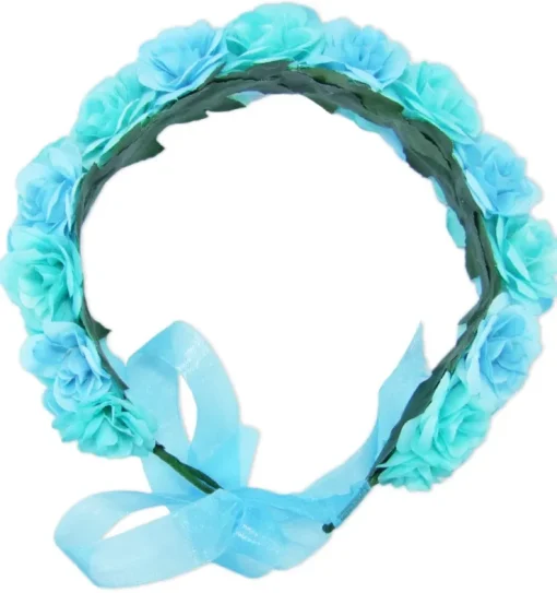 Blumenkranz zum binden mit Rosen - Hellblau Türkis