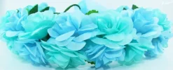 Blumenkranz zum binden mit Rosen - Hellblau Türkis