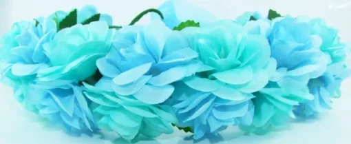 Blumenkranz zum binden mit Rosen - Hellblau Türkis