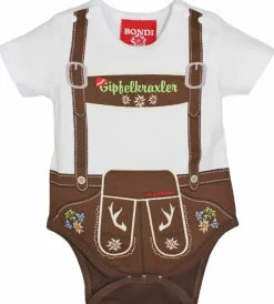 BONDI Baby Body Lederhose "Gipfelkraxler" 905090 | Weiß Braun