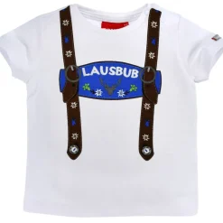 BONDI Baby Jungen Hosenträger Trachten T-Shirt "Lausbub" 91325 | Weiß Blau
