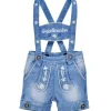 BONDI Baby Jungen Jeans Latzshort "Gipfelkraxler" 91533 | Blue denim