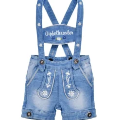 BONDI Baby Jungen Jeans Latzshort "Gipfelkraxler" 91533 | Blue denim