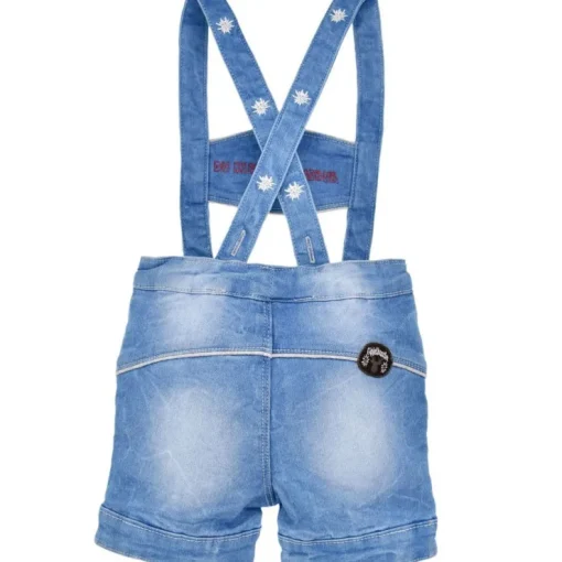 BONDI Baby Jungen Jeans Latzshort "Gipfelkraxler" 91533 | Blue denim