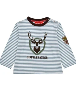 BONDI Baby Jungen Langarmshirt "Hirsch" 91776 | Stripe Blue/Offwhite