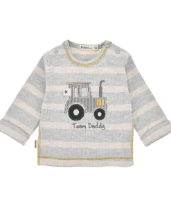BONDI Baby Jungen Langarmshirt "Team Daddy" 94051 | Stripe Grey/Beige