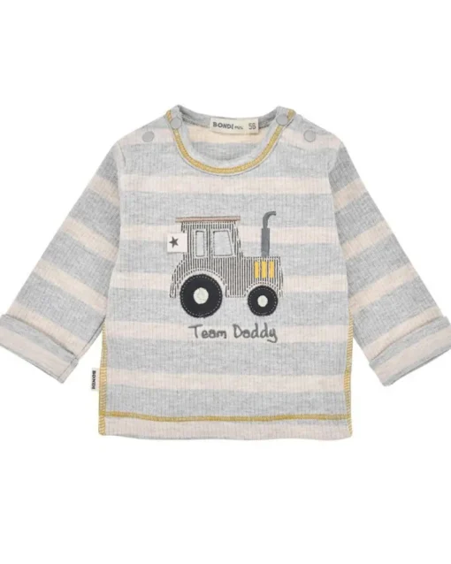 BONDI Baby Jungen Langarmshirt "Team Daddy" 94051 | Stripe Grey/Beige