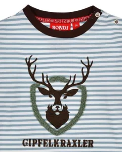 BONDI Baby Jungen Langarmshirt "Hirsch" 91776 | Stripe Blue/Offwhite