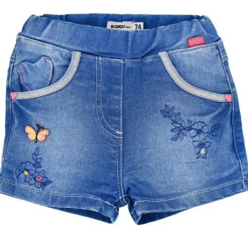 BONDI Baby Kinder Jeansshorts "Butterfly"- Blau | Kurze Jeans