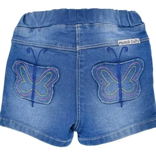 BONDI Baby Kinder Jeansshorts "Butterfly"- Blau | Kurze Jeans