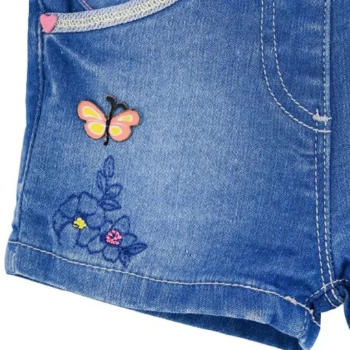 BONDI Baby Kinder Jeansshorts "Butterfly"- Blau | Kurze Jeans