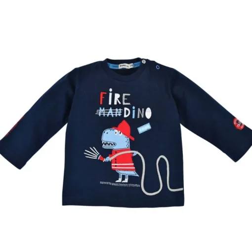 BONDI Baby Kinder Langarmshirt "Fire Dino" 91431 | Navy
