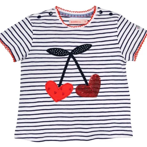 BONDI Baby Kinder T-Shirt "Cherry" 86590 - Weiß / Navy | Kurzarmshirt