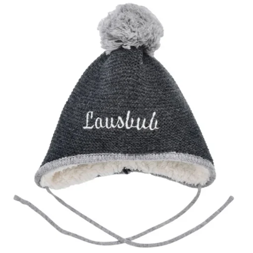 BONDI Baby Kleinkinder Strickmütze "Lausbub" 91584 | Anthra Melange